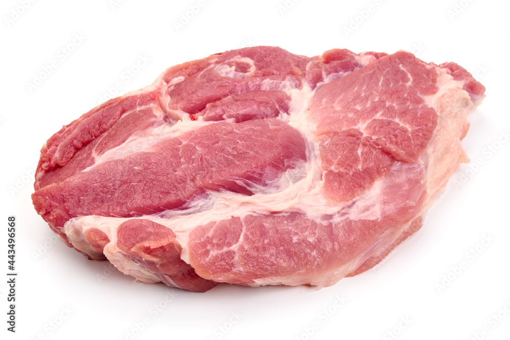 Raw pork shoulder butt, isolated on white background. High resolution image.