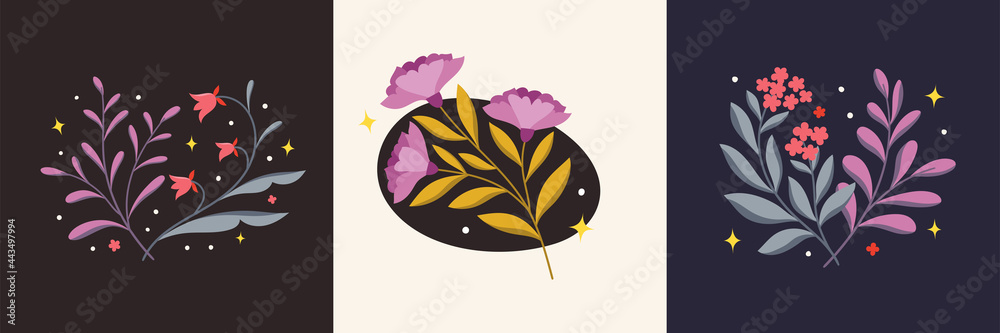 Vector modern floral arrangement background. Cute delicate botanical illustration with leaves and plants. Vector modern floral arrangement background. Cute delicate botanical illustration with leaves and plants.