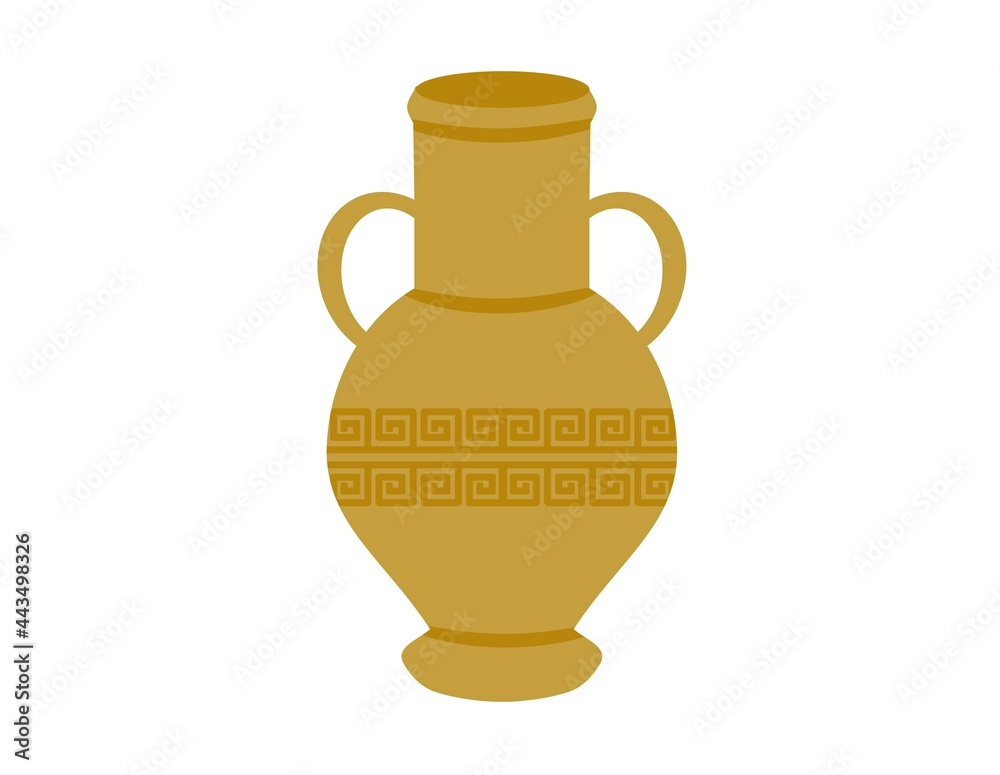 The jug is brown with an ornament.