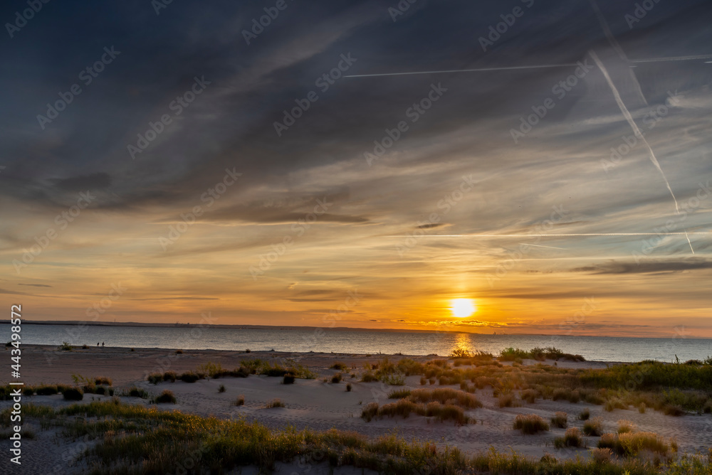 Beautiful see landscape without people, long exposure with clouds, panorama, Baltic See
