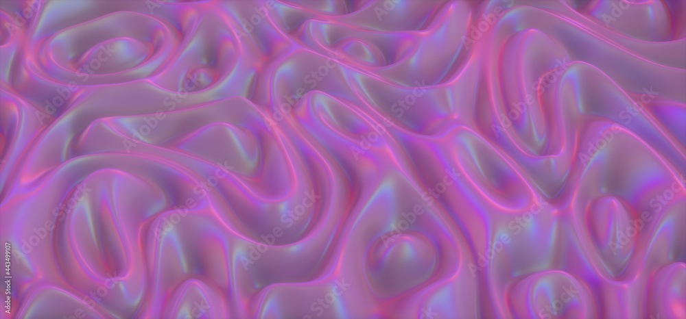 3D illustration of holographic surface made of polished chrome metal. Iridescent abstract background. 3D illustration of holographic surface made of polished chrome metal. Iridescent abstract background.
