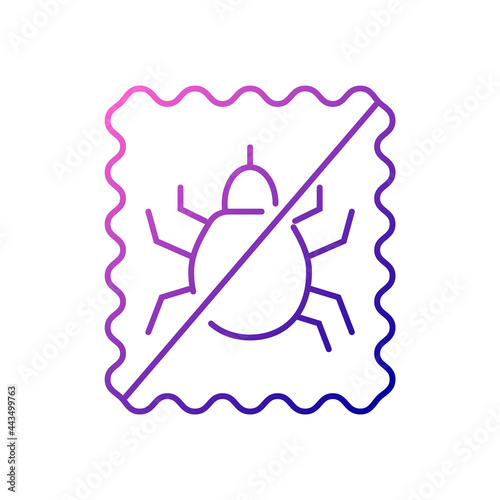 Dust mite repellent outline icon. Fabric feature. Textile industry. Insect protection. Gradient symbol