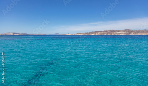 Cyclades islands, Kimolos coastline, clear transparent water, Greece. photo