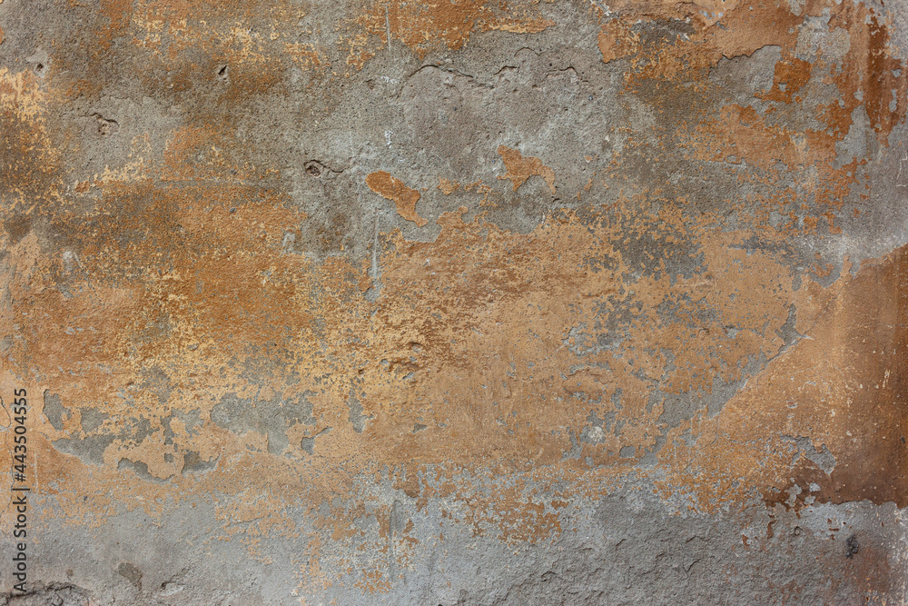 old concrete wall with bronze paint stains - obrazy, fototapety, plakaty 