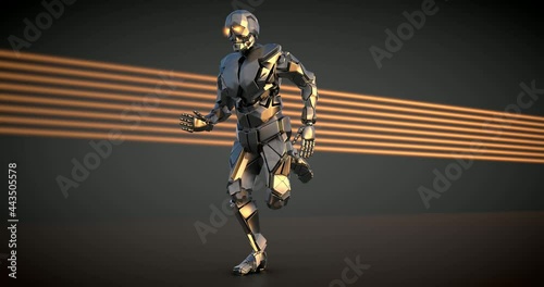 schwarzer humanoider Roboter rennt photo