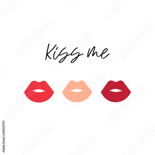 kiss me text. lips banner