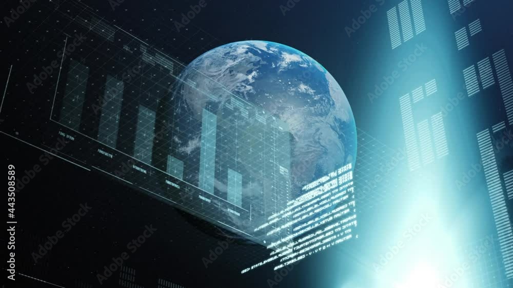 Animation of data processing and statistics over globe