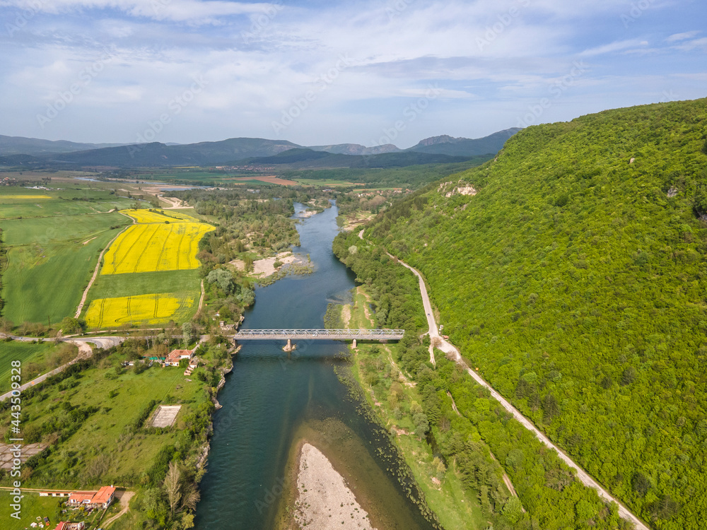 Aerial view of Arda River, passing through the Eastern Rhodopes, Bulgaria