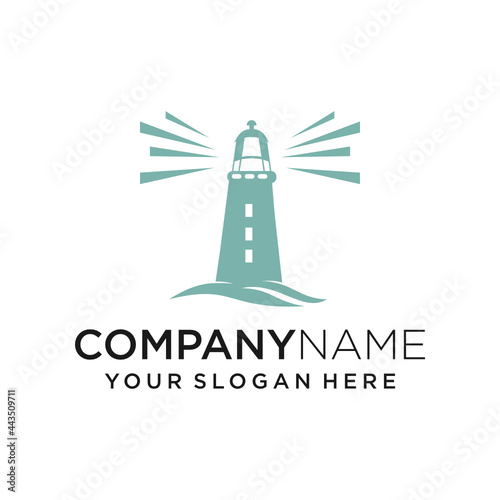 Lighthouse home wave logo design