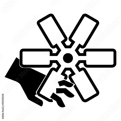 Caution Cutting of Fingers Or Hand Engine Fan Symbol Sign on White Background