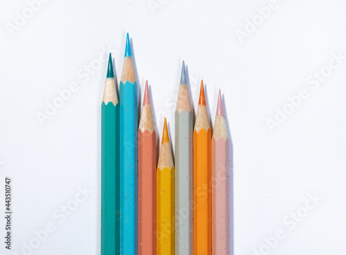 pastel pencils on white background