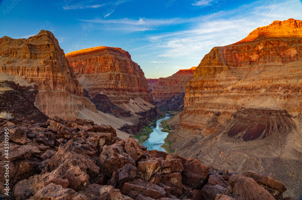 Last Light of the Day on the Cliffs of the Grand Canyon