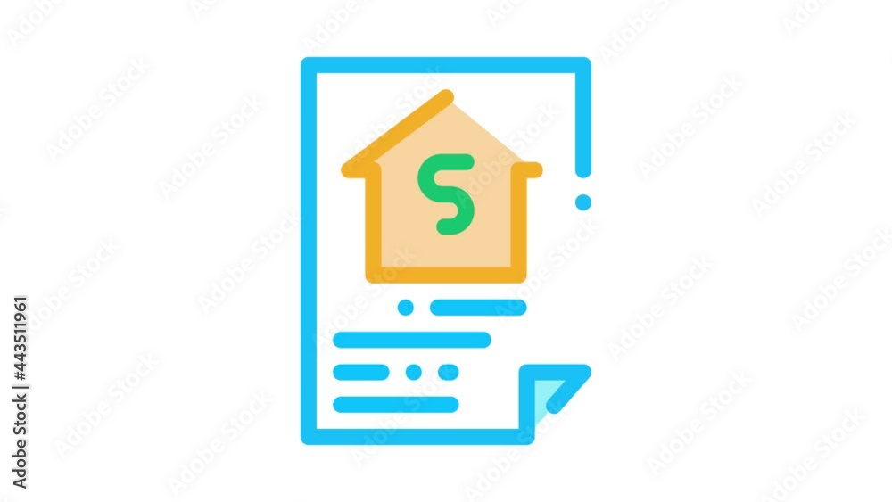 House Document Icon Animation. color House Document animated icon on white background House Document Icon Animation. color House Document animated icon on white background