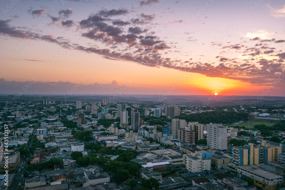 Sunset over city, amazing Sunset in the city, Brazilian city