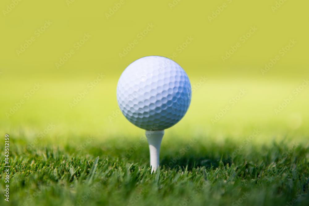 Golf ball on green course background with copy space. Golf ball on green course background with copy space.