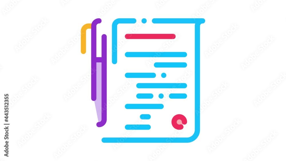 Agreement Pen Icon Animation. color Agreement Pen animated icon on white background Agreement Pen Icon Animation. color Agreement Pen animated icon on white background