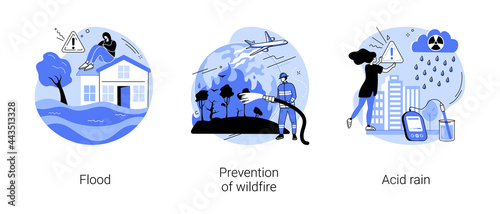 Natural disaster abstract concept vector illustrations.