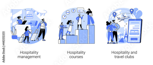 Hotel business abstract concept vector illustrations.