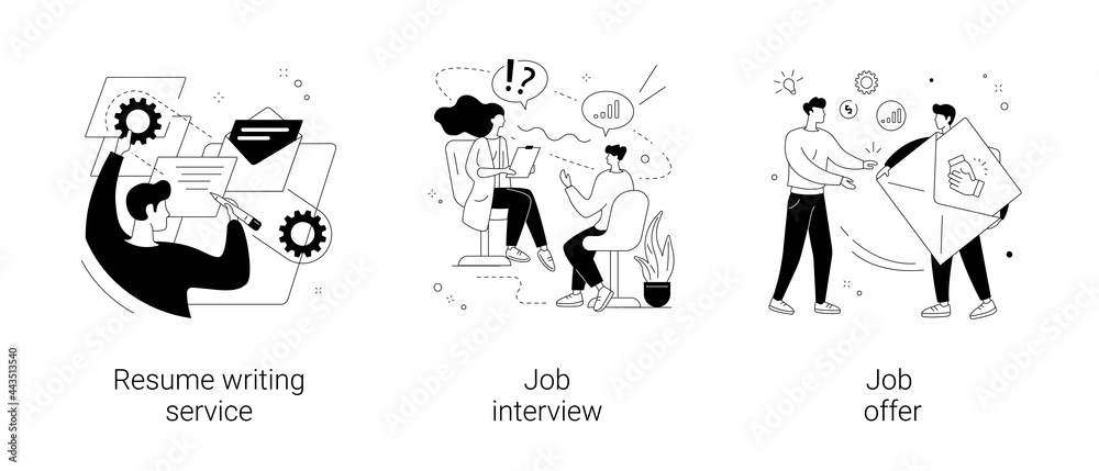 Employment process abstract concept vector illustrations.
