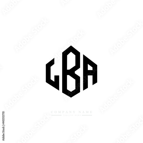 LBA letter logo design with polygon shape. LBA polygon logo monogram. LBA cube logo design. LBA hexagon vector logo template white and black colors. LBA monogram, LBA business and real estate logo.  photo