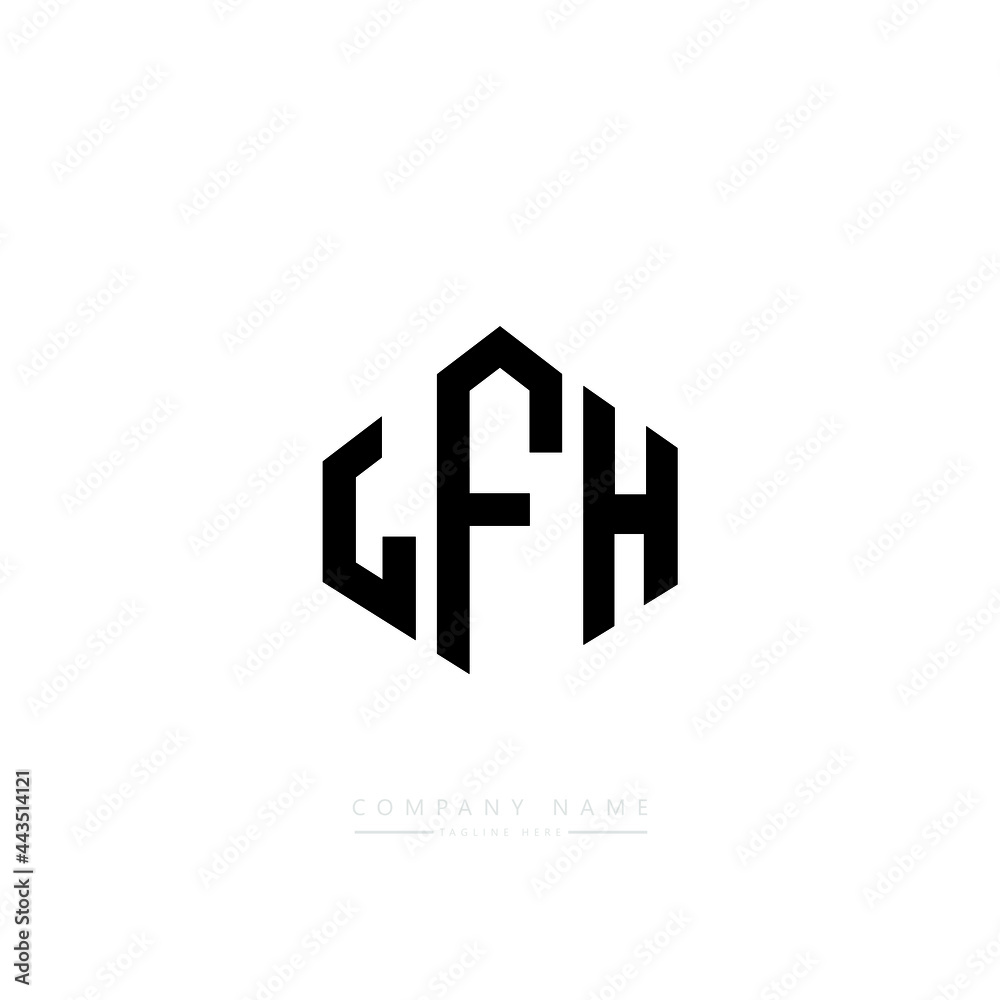 LFH letter logo design with polygon shape. LFH polygon logo monogram. LFH cube logo design. LFH hexagon vector logo template white and black colors. LFH monogram, LFH business and real estate logo. 