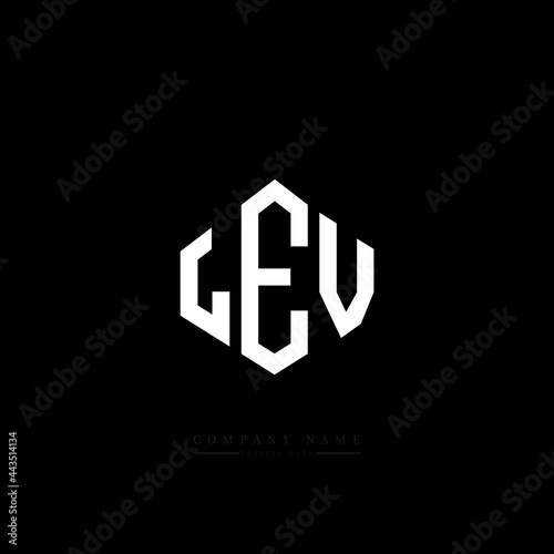LEV letter logo design with polygon shape. LEV polygon logo monogram. LEV cube logo design. LEV hexagon vector logo template white and black colors. LEV monogram, LEV business and real estate logo. 