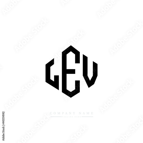 LEV letter logo design with polygon shape. LEV polygon logo monogram. LEV cube logo design. LEV hexagon vector logo template white and black colors. LEV monogram, LEV business and real estate logo. 