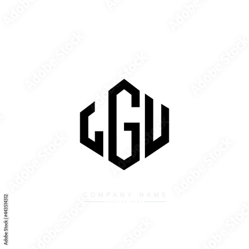 LGU letter logo design with polygon shape. LGU polygon logo monogram. LGU cube logo design. LGU hexagon vector logo template white and black colors. LGU monogram, LGU business and real estate logo. 