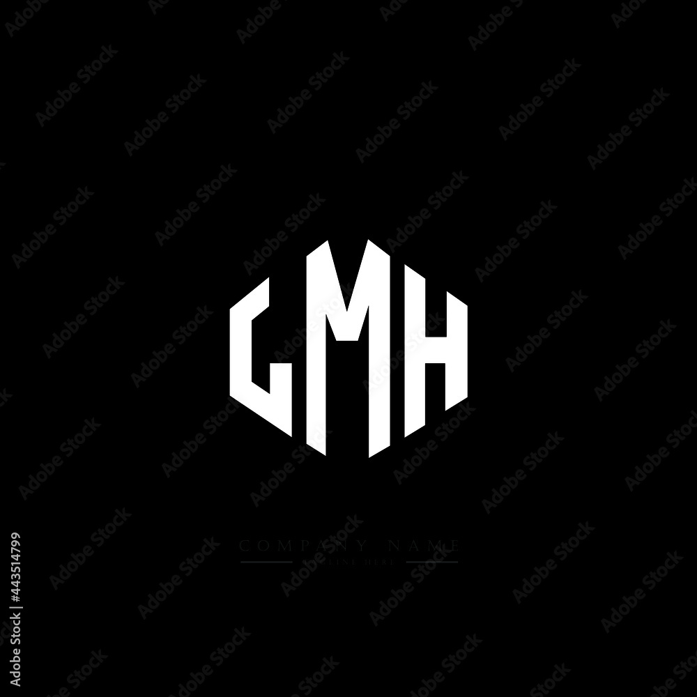 LMH letter logo design with polygon shape. LMH polygon logo monogram. LMH cube logo design. LMH hexagon vector logo template white and black colors. LMH monogram, LMH business and real estate logo. 