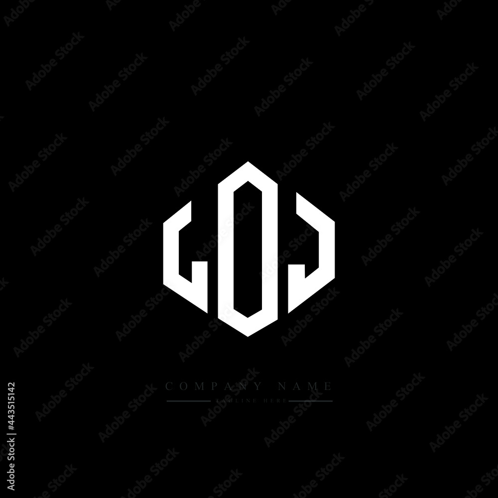 LOJ letter logo design with polygon shape. LOJ polygon logo monogram. LOJ cube logo design. LOJ hexagon vector logo template white and black colors. LOJ monogram, LOJ business and real estate logo. 