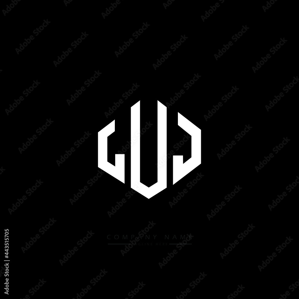 LUJ letter logo design with polygon shape. LUJ polygon logo monogram. LUJ cube logo design. LUJ hexagon vector logo template white and black colors. LUJ monogram, LUJ business and real estate logo. 