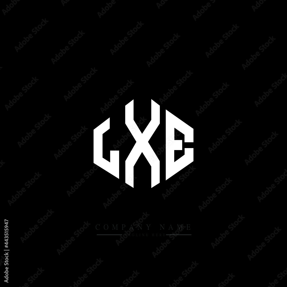 LXE letter logo design with polygon shape. LXE polygon logo monogram. LXE cube logo design. LXE hexagon vector logo template white and black colors. LXE monogram, LXE business and real estate logo. 