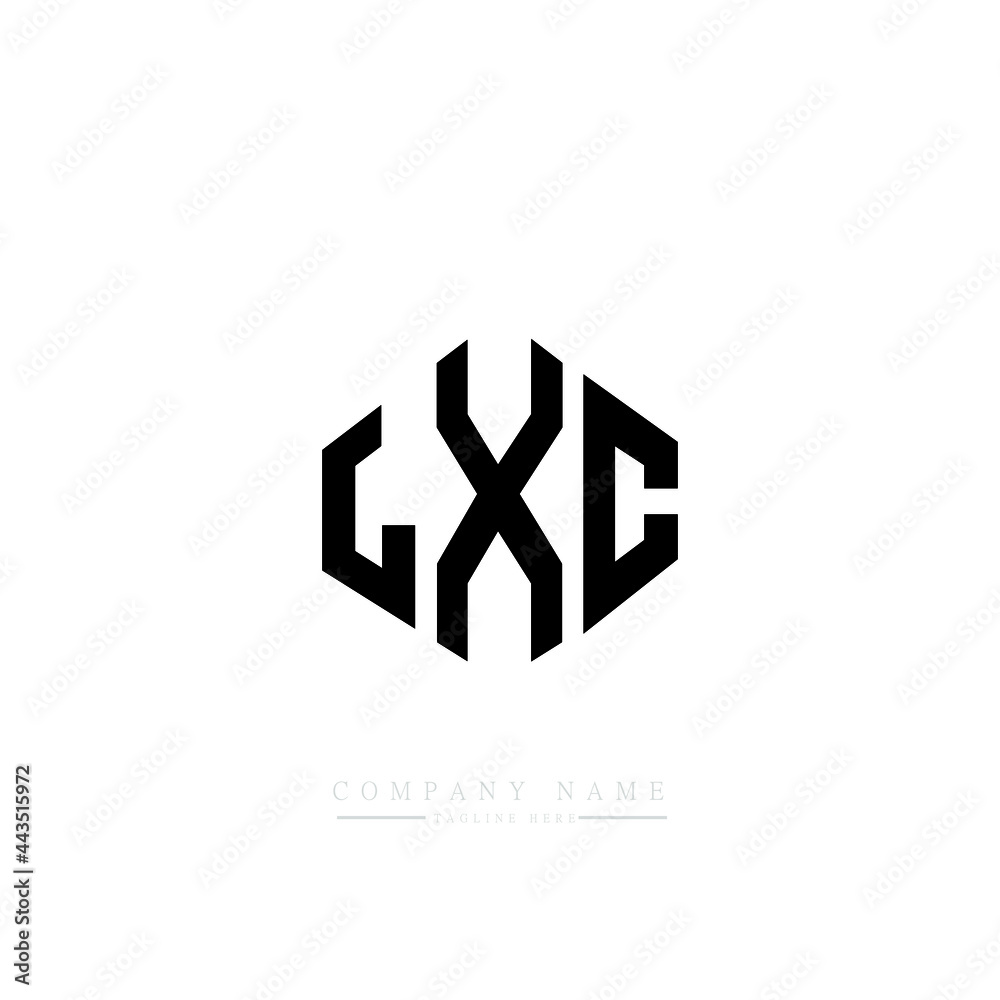 LXC letter logo design with polygon shape. LXC polygon logo monogram. LXC cube logo design. LXC hexagon vector logo template white and black colors. LXC monogram, LXC business and real estate logo. 