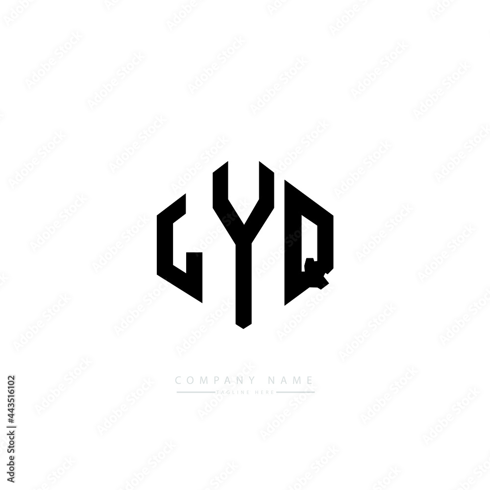 LYQ letter logo design with polygon shape. LYQ polygon logo monogram. LYQ cube logo design. LYQ hexagon vector logo template white and black colors. LYQ monogram, LYQ business and real estate logo. 