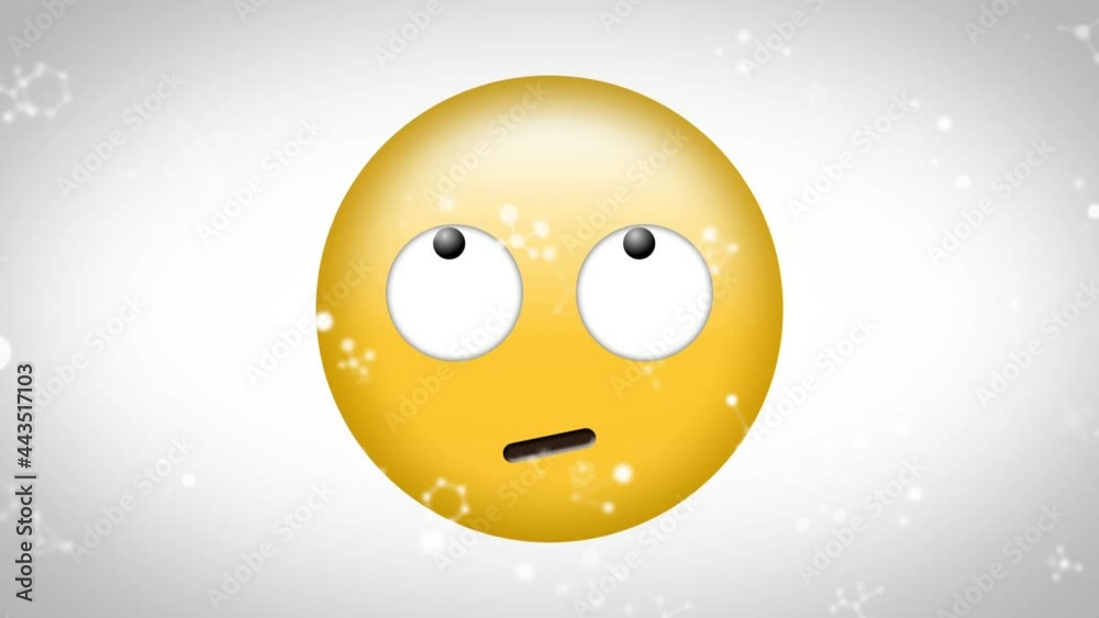 Animation of scared emoji icon with moving connections on white background Animation of scared emoji icon with moving connections on white background