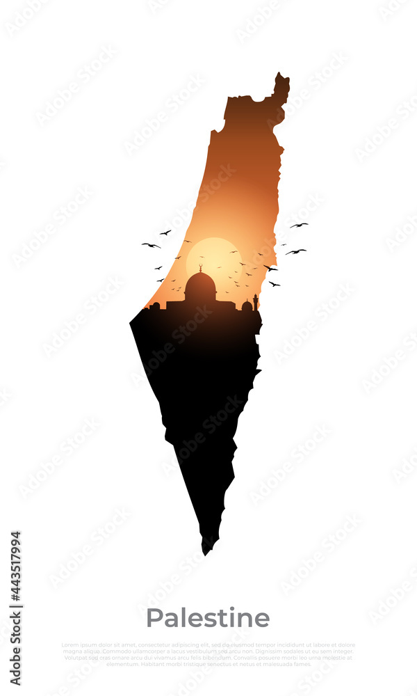 Wunschmotiv: Silhouette map country Palestine. Vector illustration #443517994