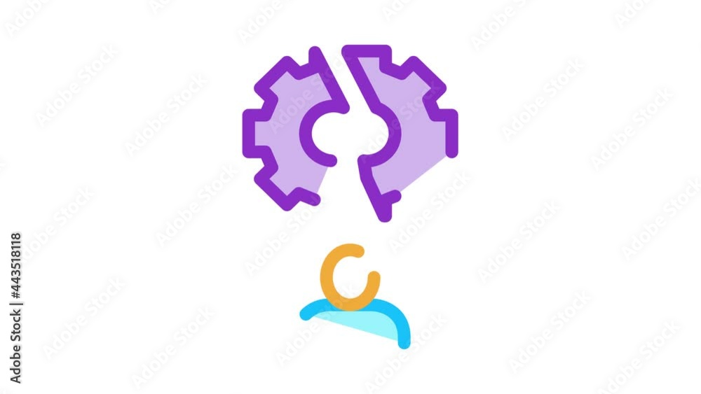 Broken Gear Man Icon Animation. color Broken Gear Man animated icon on white background Broken Gear Man Icon Animation. color Broken Gear Man animated icon on white background