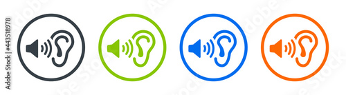 Obraz na płótnie Audio speaker volume with ear icon vector illustration