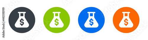 Flask with dollar icon. Experiment and laboratory concept