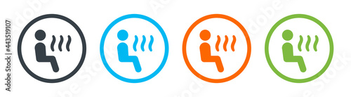 Sauna icon, outline vector sign. Steam room symbol on circle button design.