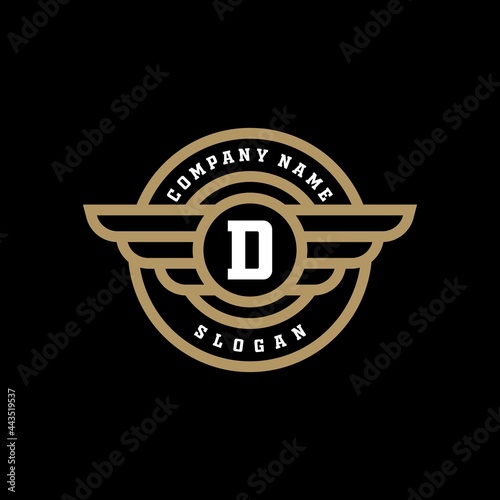 Initials D emblem with Wings logo design inspiration