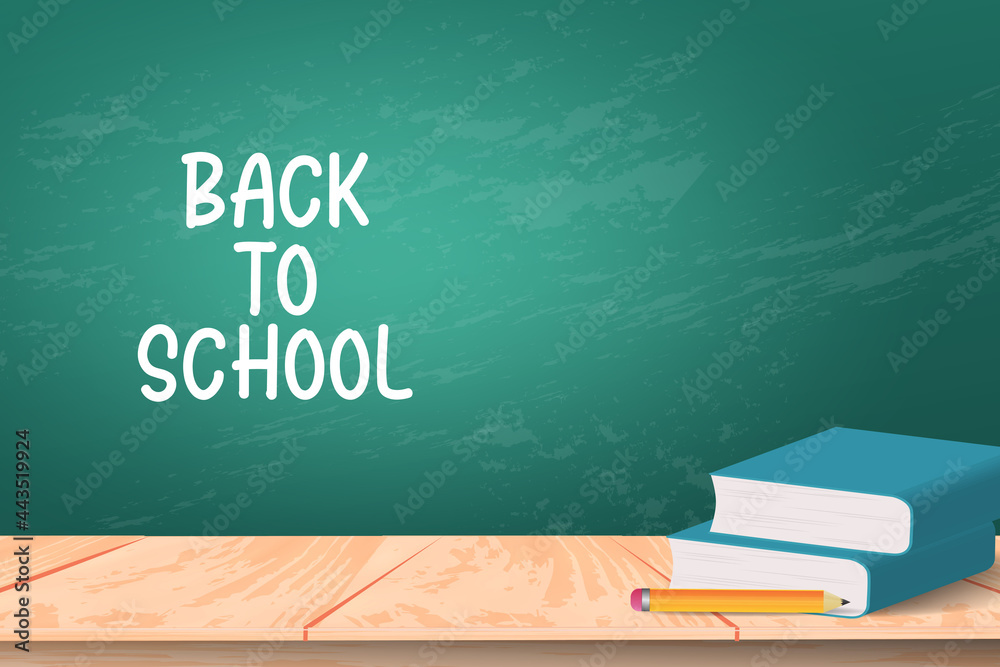 back to school background with book and pencil over blackboard. back to school background with book and pencil over blackboard.