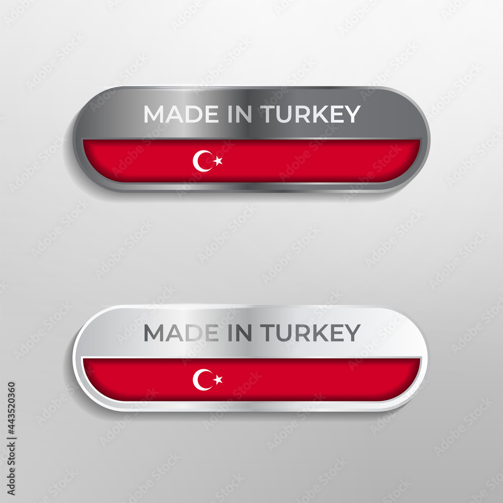Made in Turkey Label, Symbol or Logo Luxury Glossy Grey and White 3D Illustration Made in Turkey Label, Symbol or Logo Luxury Glossy Grey and White 3D Illustration