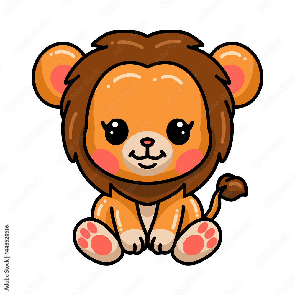 Cute little lion cartoon sitting Cute little lion cartoon sitting