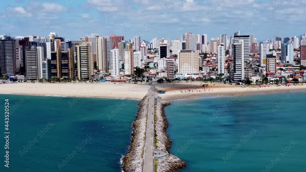 Downtown view of Fortaleza beach, Ceara, Brazil. Coastal avenue scene.Downtown view of Fortaleza beach, Ceara, Brazil. Coastal avenue scene.Downtown view of Fortaleza beach, Ceara. Coastal avenue.