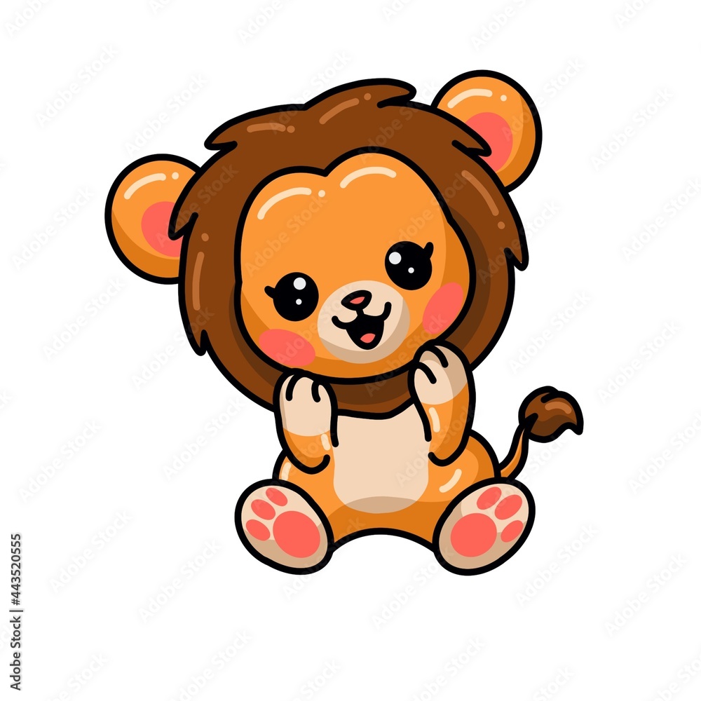 Fototapeta premium Cute little lion cartoon sitting