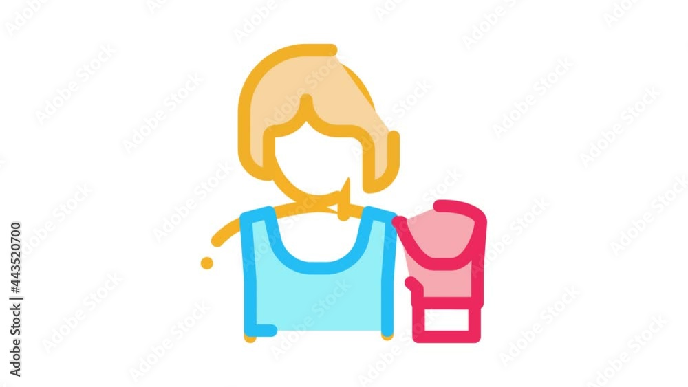 Boxer Woman Icon Animation. color Boxer Woman animated icon on white background Boxer Woman Icon Animation. color Boxer Woman animated icon on white background