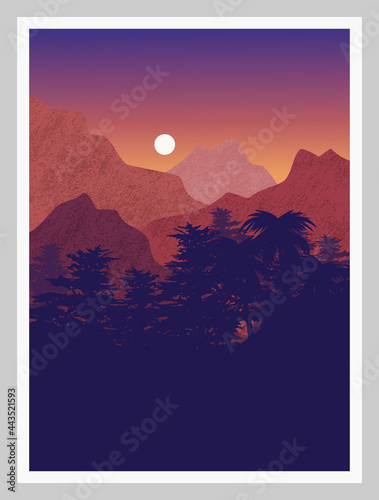 Abstract mountain landscape, natural landscape background.