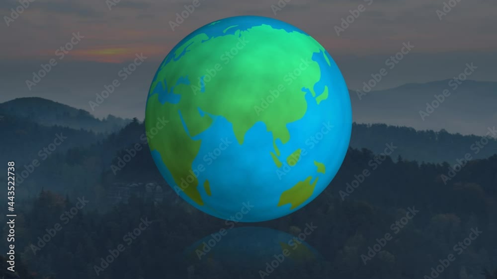 Animation of planet earth over mountains Animation of planet earth over mountains
