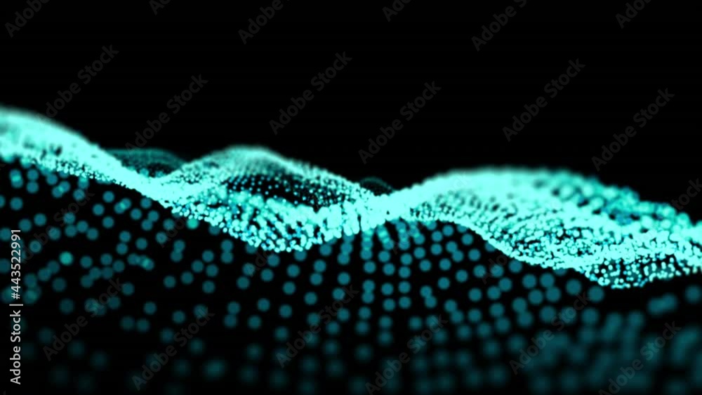 Animation of blue dots in contours undulating on black background Animation of blue dots in contours undulating on black background